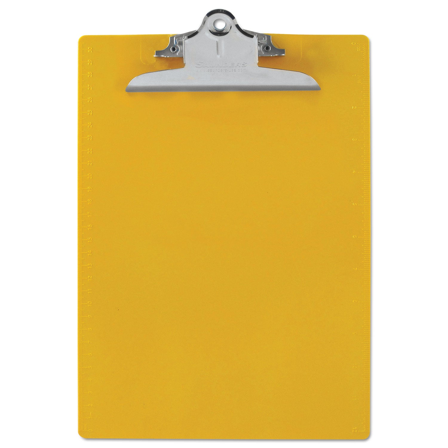 Saunders Recycled Plastic Clipboard with Ruler Edge, 1" Clip Capacity, Holds 8.5 x 11 Sheets, Yellow (21605)