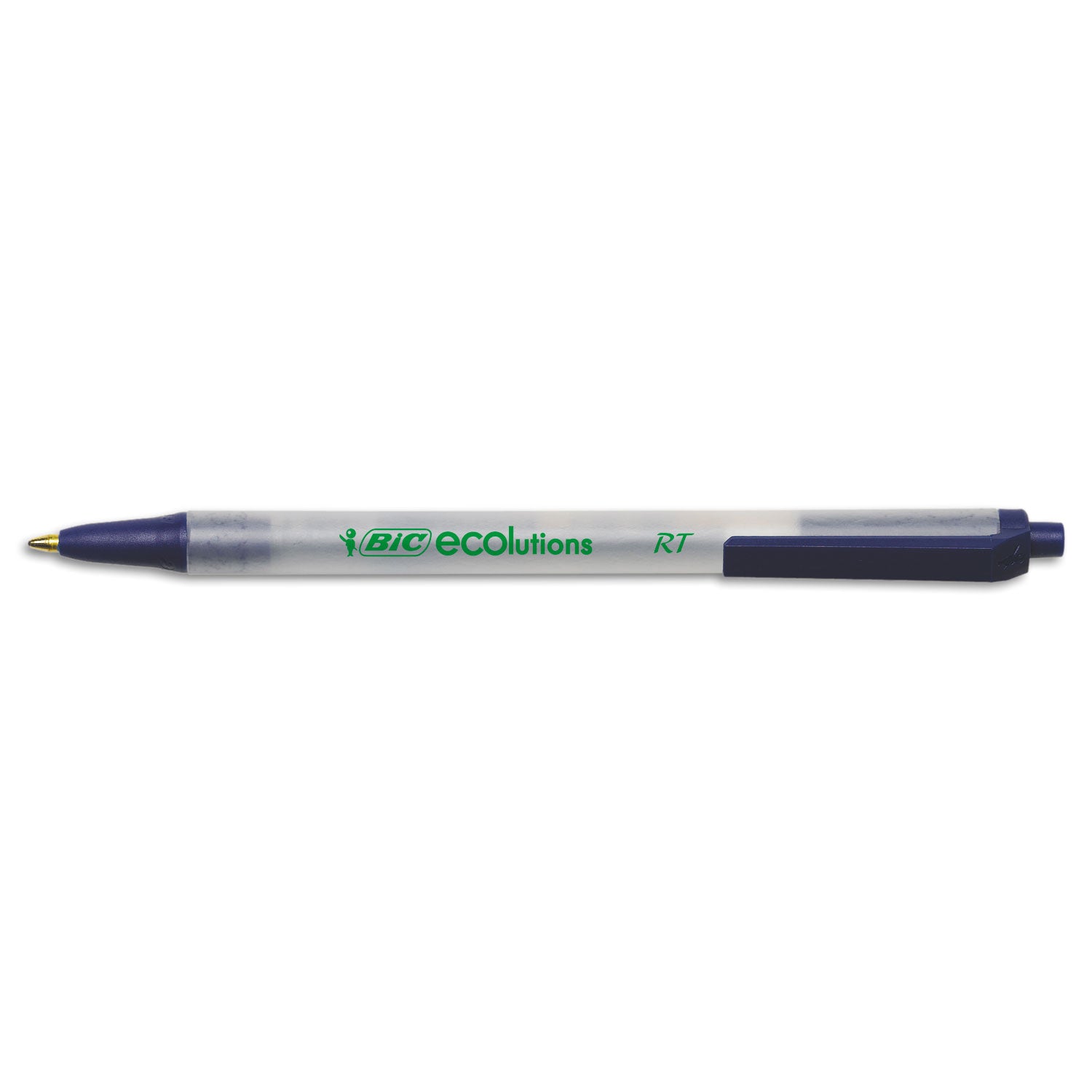 BIC Ecolutions Clic Stic Ballpoint Pen, Retractable, Medium 1 mm, Blue Ink, Translucent Frost/Blue Barrel, Dozen (CSEM11BE)