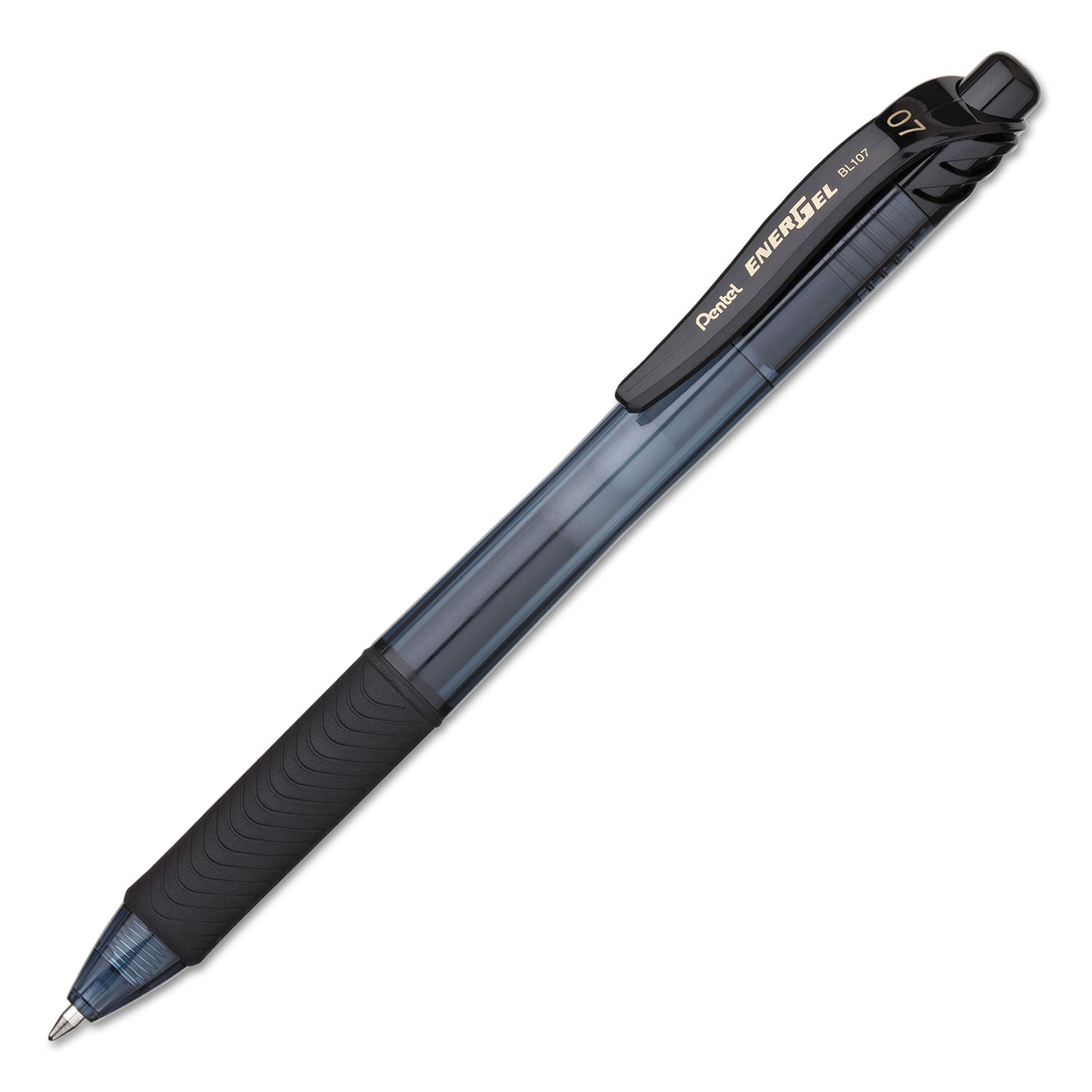 Pentel EnerGel-X Gel Pen, Retractable, Medium 0.7 mm, Black Ink, Smoke/Black Barrel, 24/Pack (BL107ASW2)