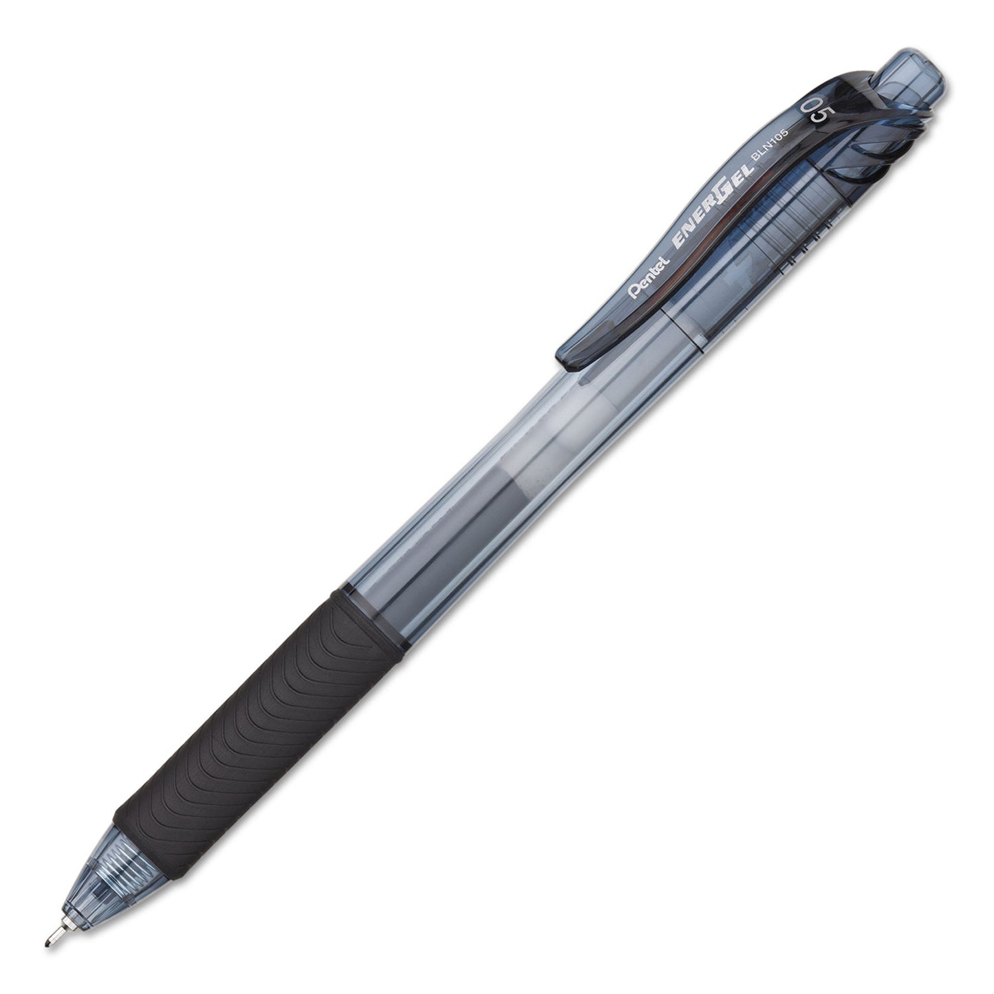 Pentel EnerGel-X Gel Pen, Retractable, Fine 0.5 mm Needle Tip, Black Ink, Clear/Black Barrel, 24/Pack (BLN105ASW2)