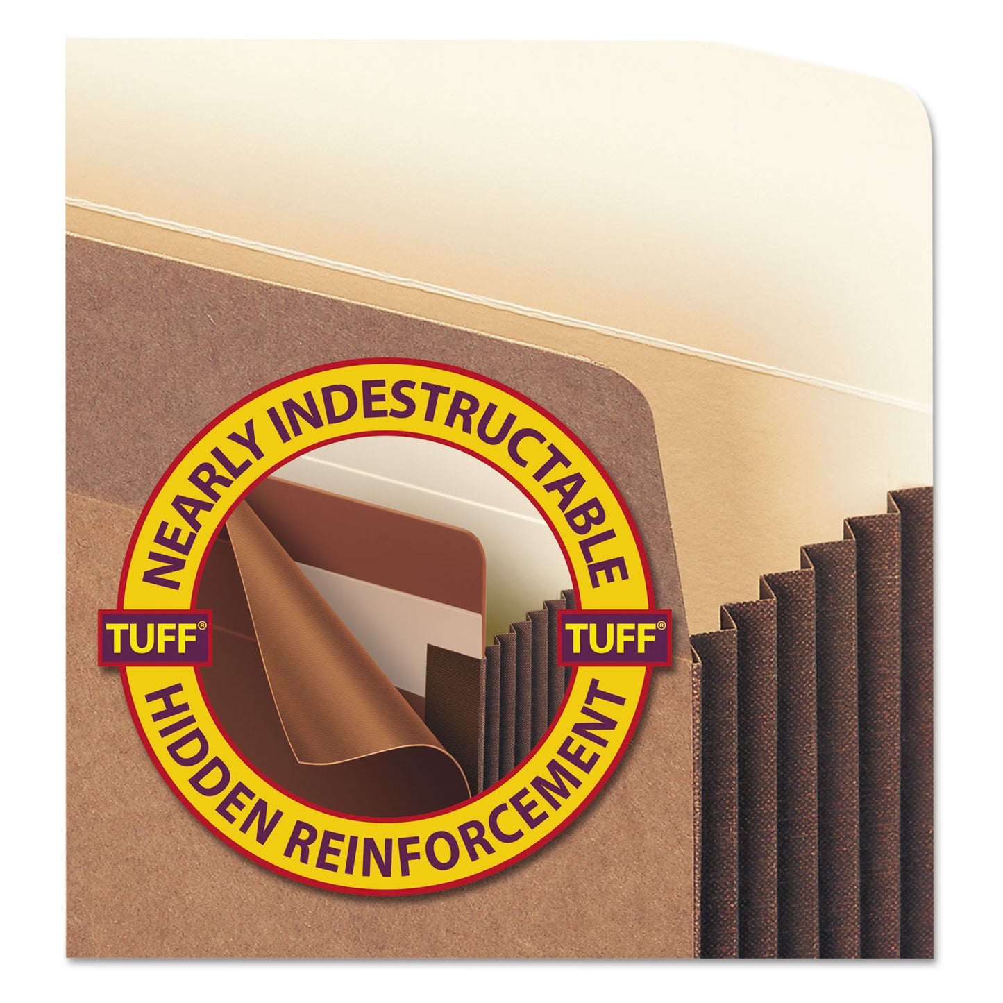 Smead Redrope TUFF Pocket Drop-Front File Pockets with Fully Lined Gussets, 7" Expansion, Legal Size, Redrope, 5/Box (74395)