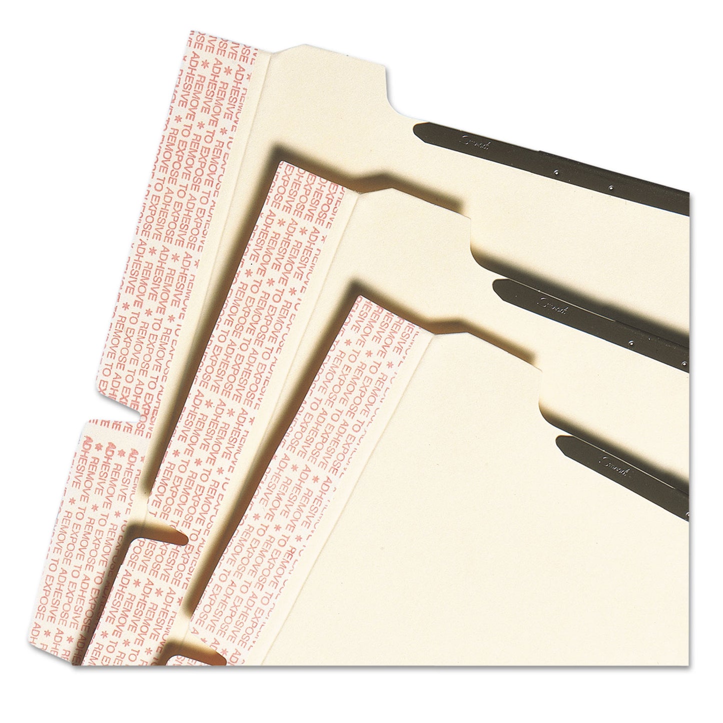 Smead Self-Adhesive Folder Dividers with Twin-Prong Fasteners for Top/End Tab Folders, 1 Fastener, Letter Size, Manila, 25/Pack (68025)