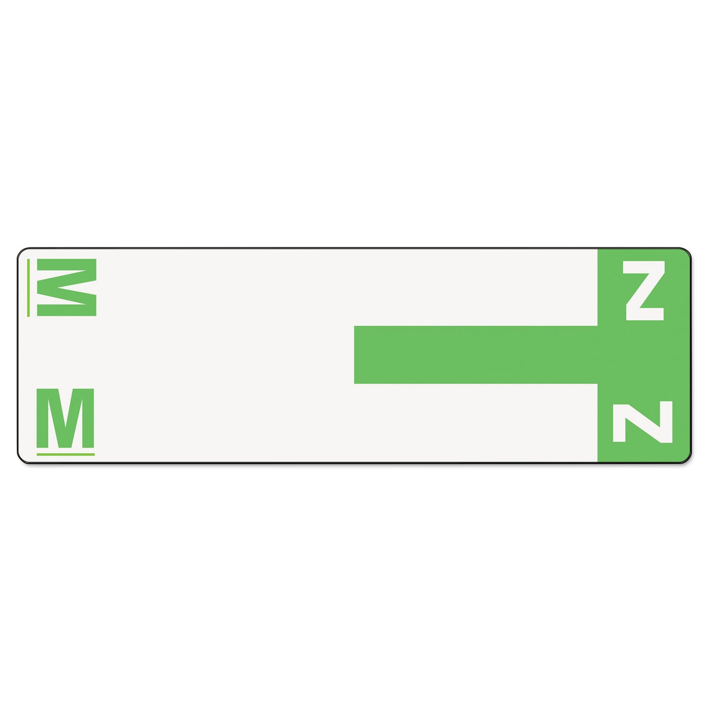 Smead AlphaZ Color-Coded First Letter Combo Alpha Labels, M/Z, 1.16 x 3.63, Light Green/White, 5/Sheet, 20 Sheets/Pack (67164)