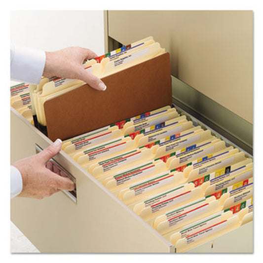 Redrope Drop-Front File Pockets with Fully Lined Gussets, 5.25" Expansion, Legal Size, Redrope, 10/Box