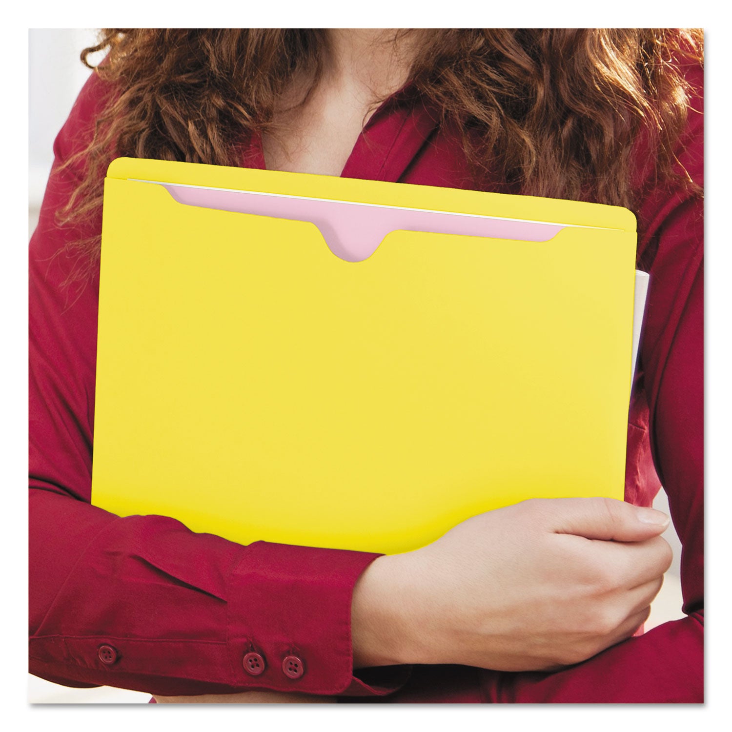 Smead Colored File Jackets with Reinforced Double-Ply Tab, Straight Tab, Letter Size, Yellow, 100/Box (75511)