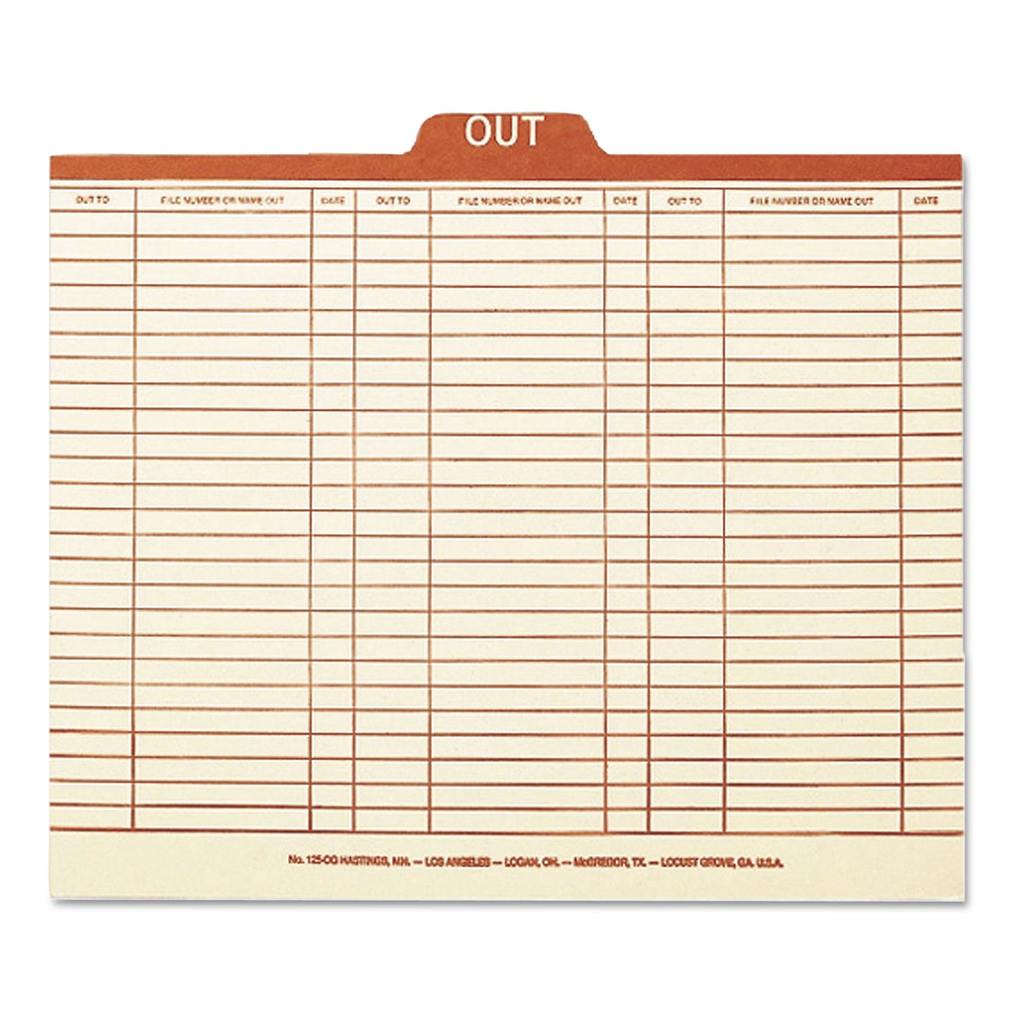 Smead Manila Out Guides, Printed Form Style, 1/5-Cut Top Tab, Out, 8.5 x 11, Manila, 100/Box (51910)