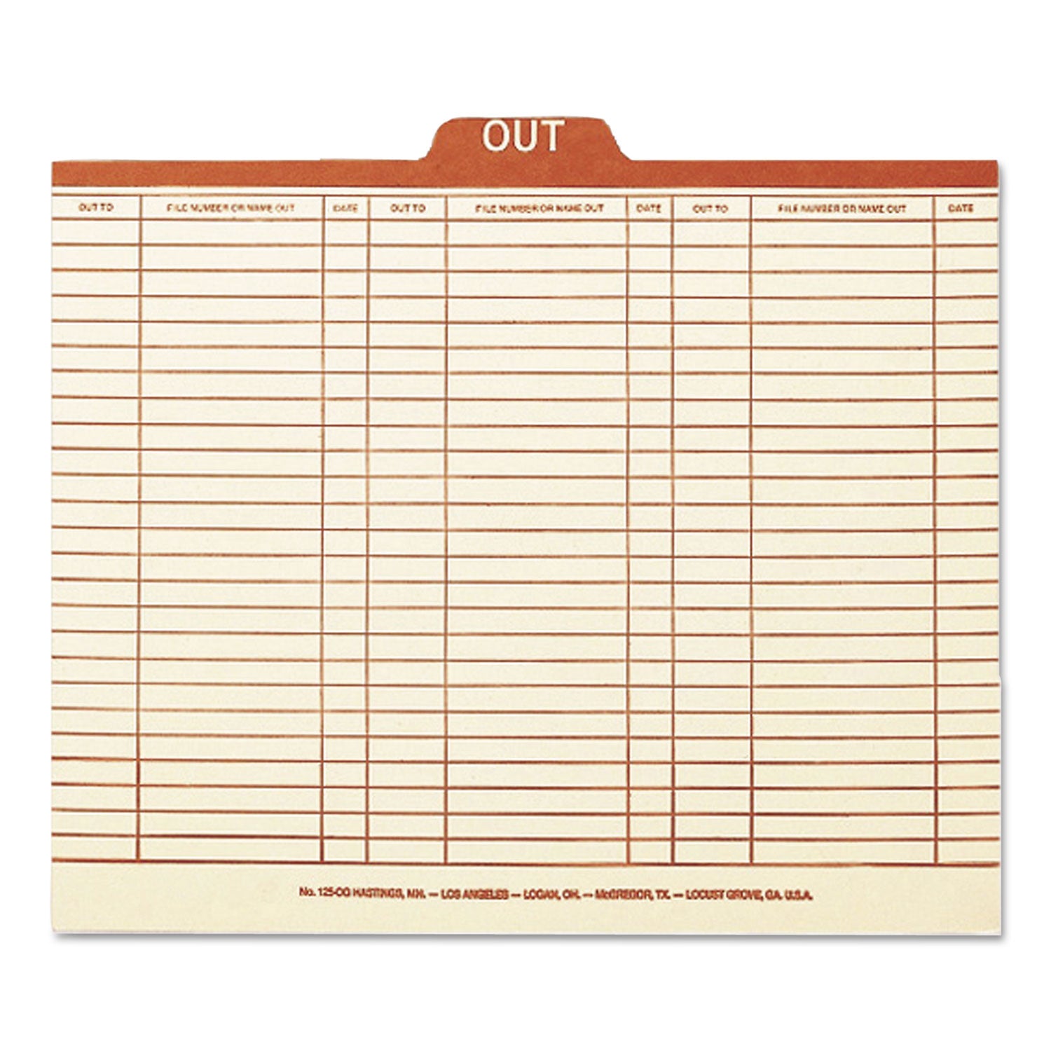 Smead Manila Out Guides, Printed Form Style, 1/5-Cut Top Tab, Out, 8.5 x 11, Manila, 100/Box (51910)