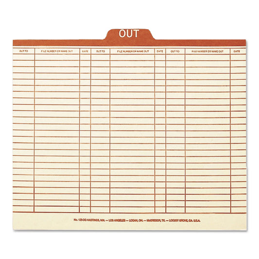 Smead Manila Out Guides, Printed Form Style, 1/5-Cut Top Tab, Out, 8.5 x 11, Manila, 100/Box (51910)