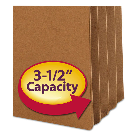 Smead Redrope Drop Front File Pockets with 2/5-Cut Guide Height Tabs, 3.5" Expansion, Letter Size, Redrope, 25/Box (73088)