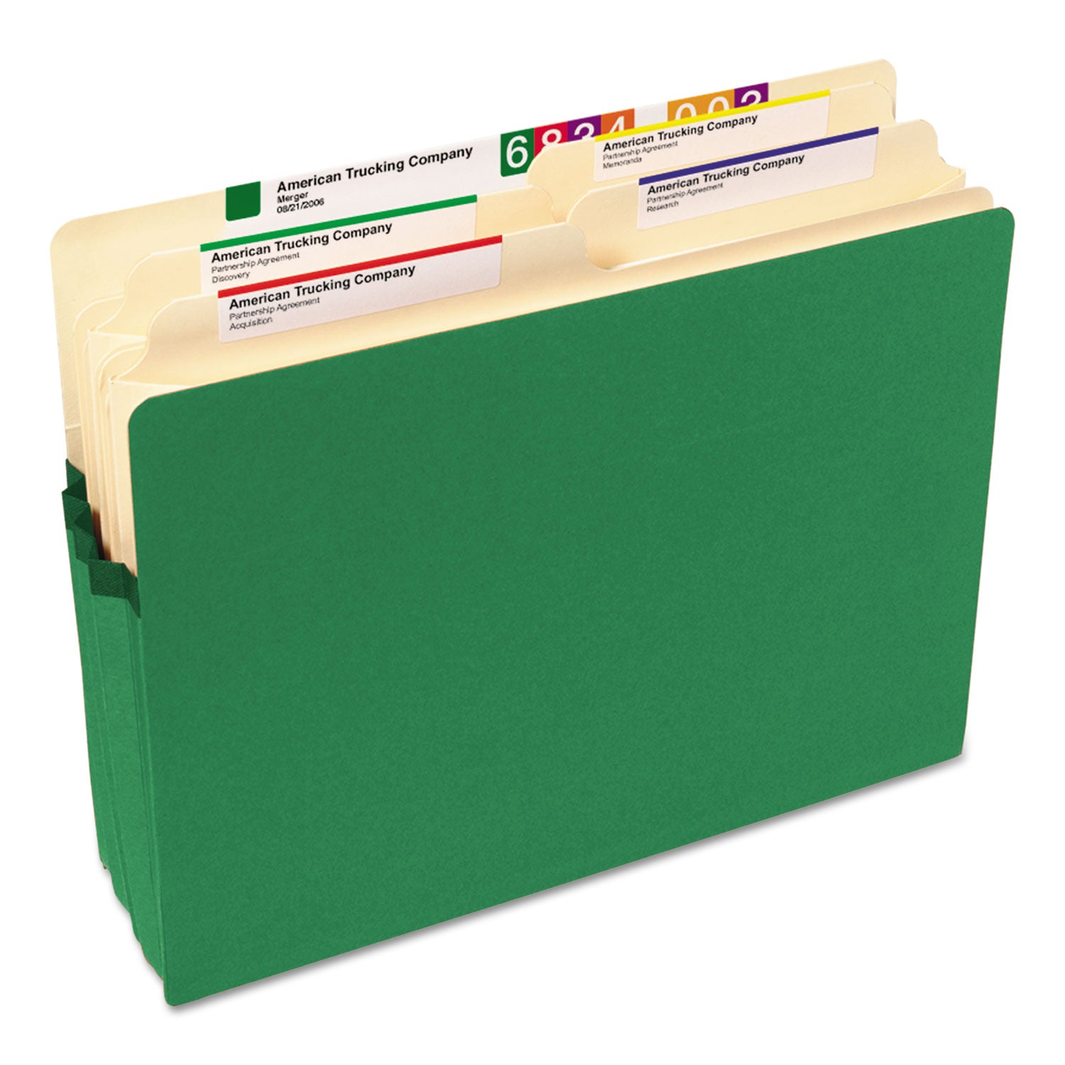 Smead Colored File Pockets, 3.5" Expansion, Letter Size, Green (73226)