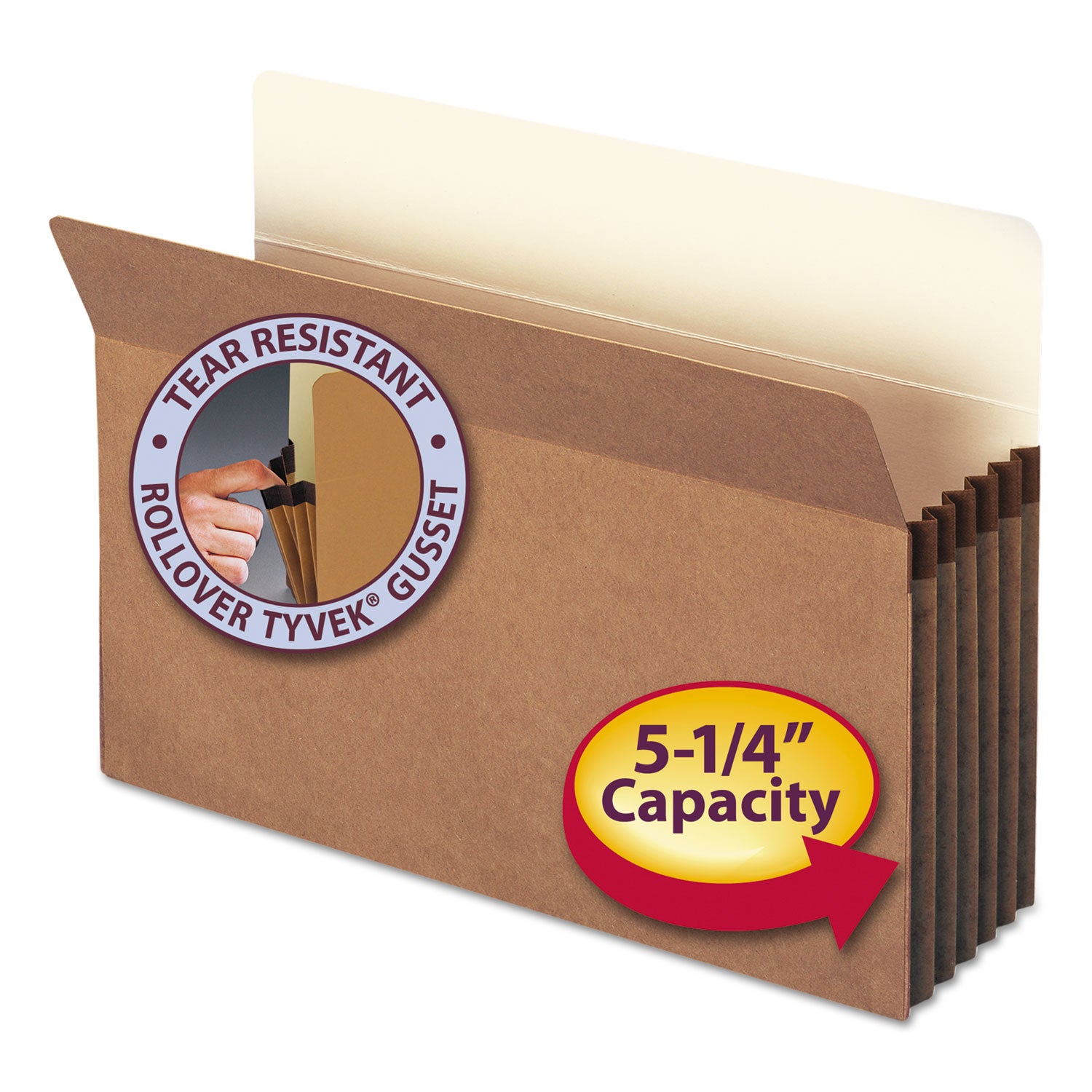 Smead Redrope Drop Front File Pockets, 5.25" Expansion, Legal Size, Redrope, 50/Box (74810)