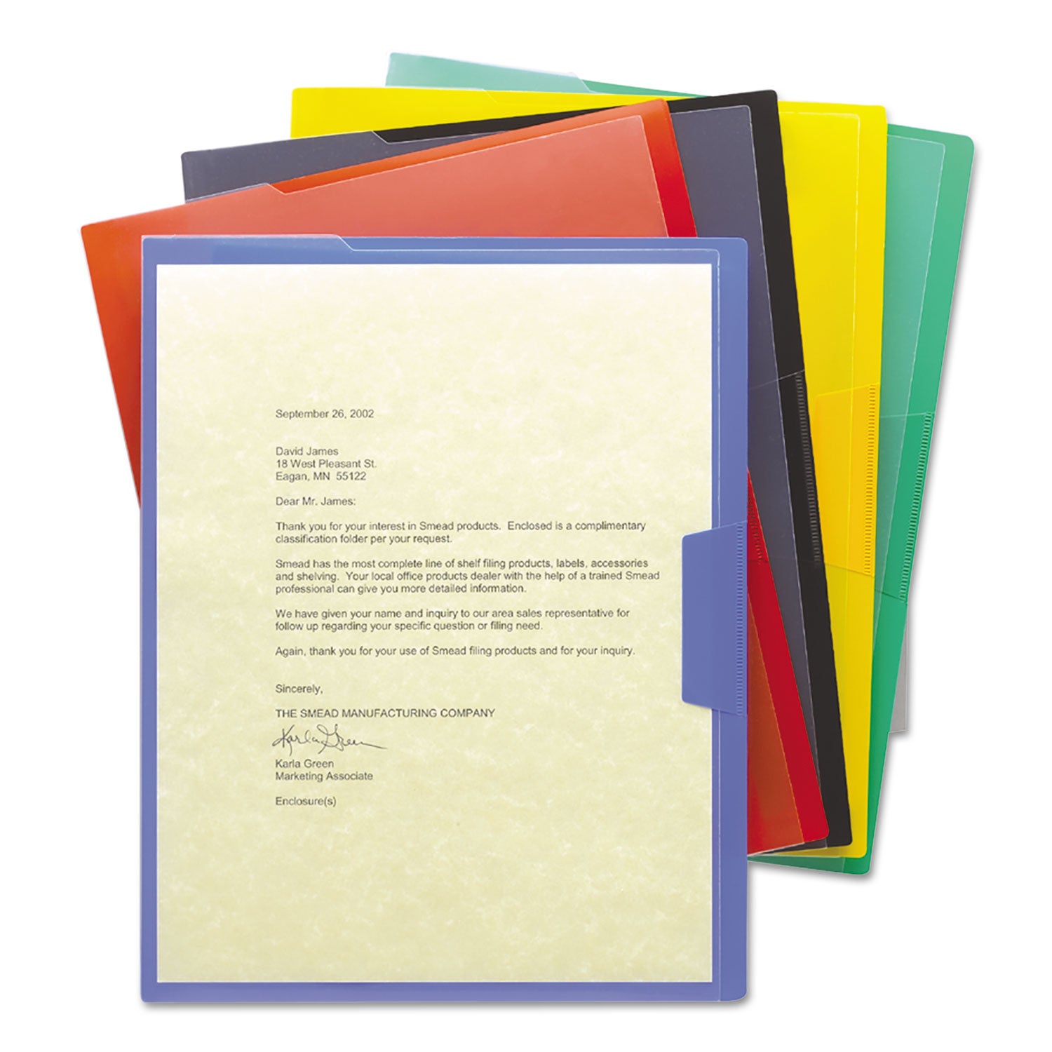 Smead Organized Up Poly Opaque Project Jackets, Letter Size, Assorted Colors, 5/Pack (85740)