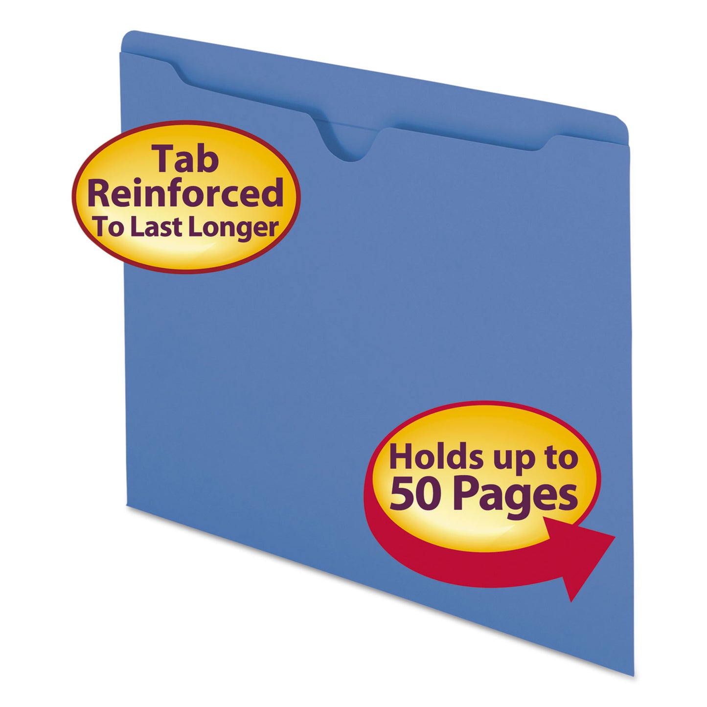 Smead Colored File Jackets with Reinforced Double-Ply Tab, Straight Tab, Letter Size, Blue, 100/Box (75502)