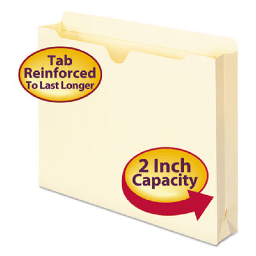 Manila File Jackets, 2-Ply Straight Tab, Letter Size, Manila, 50/Box