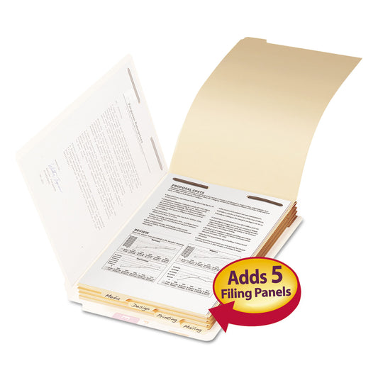 Smead Stackable Folder Dividers with Fasteners, 1/5-Cut Bottom Tab, 1 Fastener, Legal Size, Manila, 4 Dividers/Set, 50 Sets (35650)