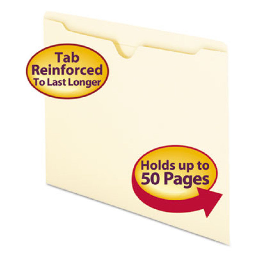 Manila File Jackets, 2-Ply Straight Tab, Letter Size, Manila, 100/Box