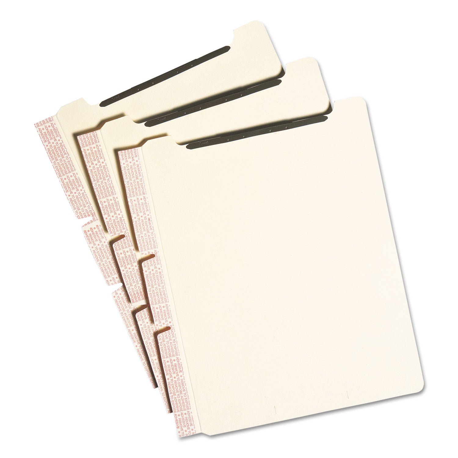 Smead Self-Adhesive Folder Dividers with Twin-Prong Fasteners for Top/End Tab Folders, 1 Fastener, Letter Size, Manila, 25/Pack (68025)