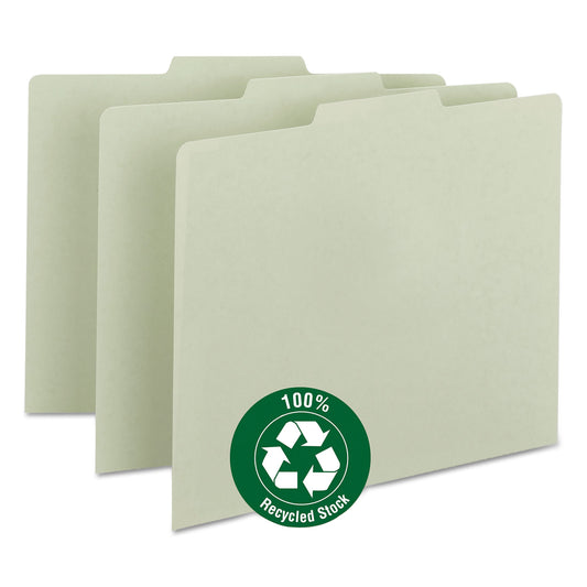 Smead Recycled Blank Top Tab File Guides, 1/3-Cut Top Tab, Blank, 8.5 x 11, Green, 100/Box (50334)