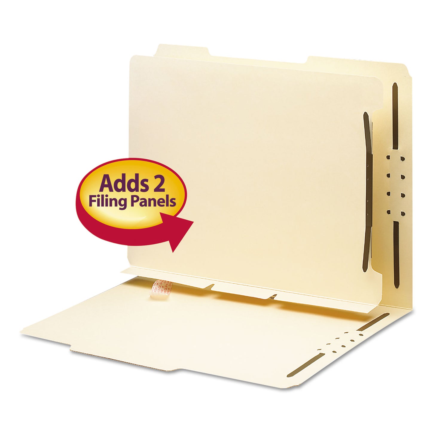 Smead Self-Adhesive Folder Dividers with Twin-Prong Fasteners for Top/End Tab Folders, 1 Fastener, Letter Size, Manila, 25/Pack (68025)