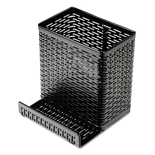 Artistic Urban Collection Punched Metal Pencil Cup/Cell Phone Stand, Perforated Steel, 3.5 x 3.5, Black (ART20014)