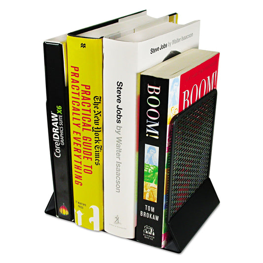 Artistic Urban Collection Punched Metal Bookends, Nonskid, 5.5 x 6.5 x 6.5, Perforated Steel, Black, 1 Pair (ART20008)