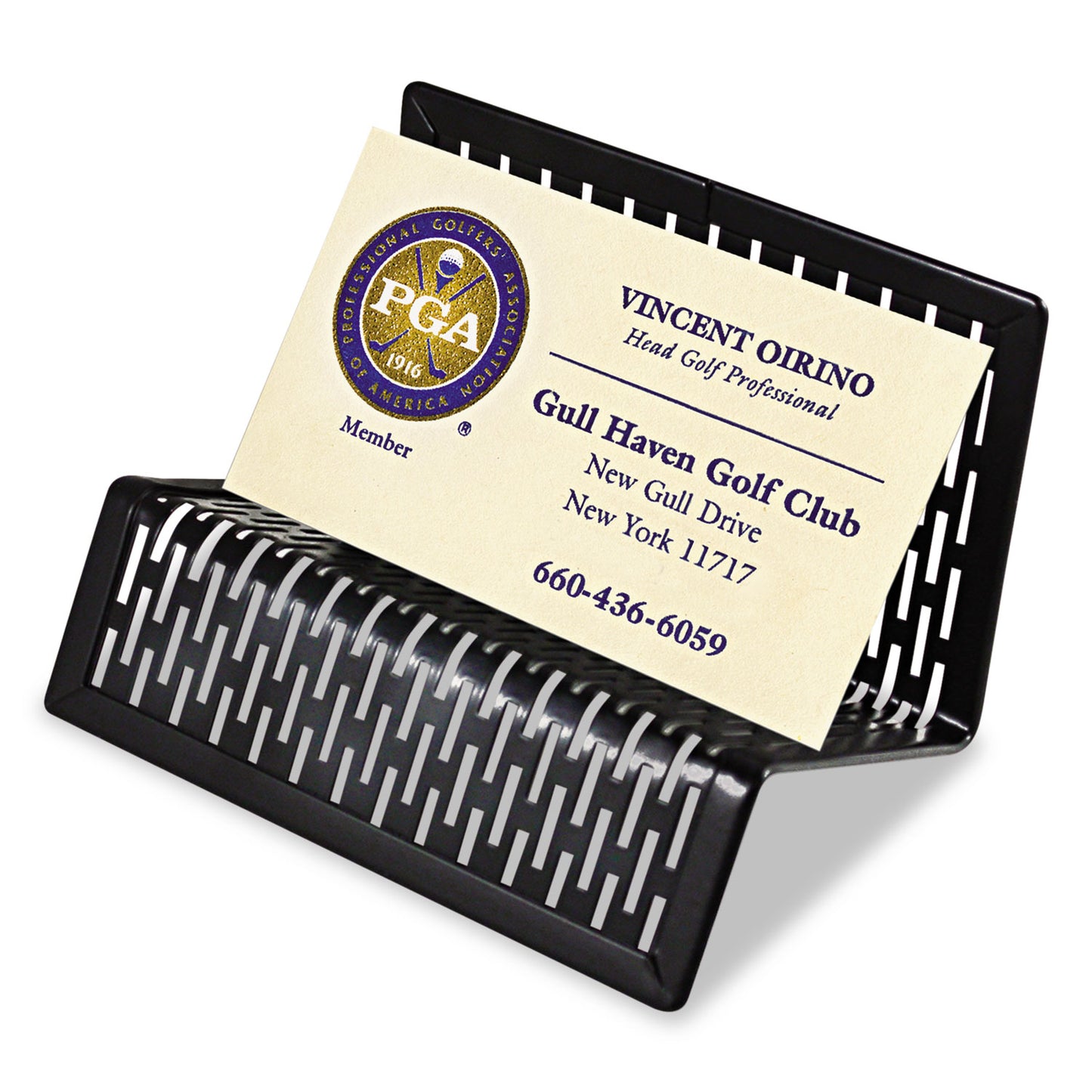 Artistic Urban Collection Punched Metal Business Card Holder, Holds 50 2 x 3.5 Cards, Perforated Steel, Black (ART20001)