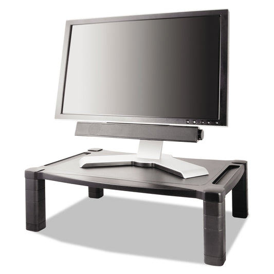 Kantek Wide Deluxe Two-Level Monitor Stand, 20" x 13.25" x 3" to 6.5", Black, Supports 50 lbs (MS500)