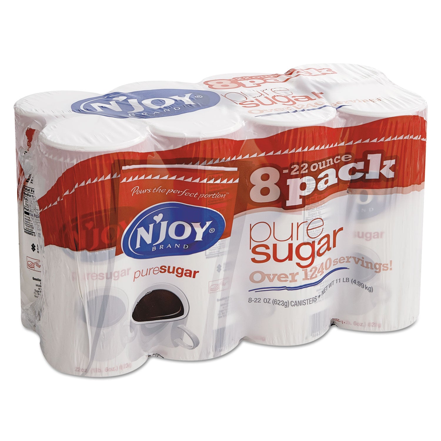 N'Joy Pure Sugar Cane, 22 oz Canisters, 8/Pack (827820)