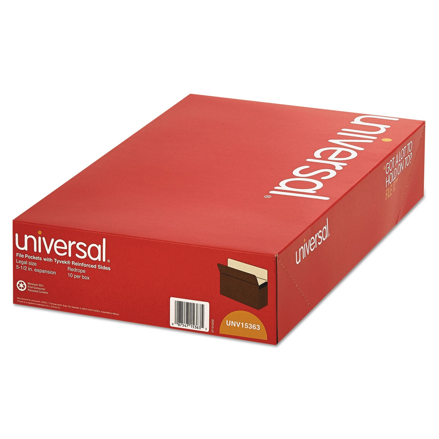 Universal Redrope Expanding File Pockets, 5.25" Expansion, Legal Size, Redrope, 10/Box (15363)