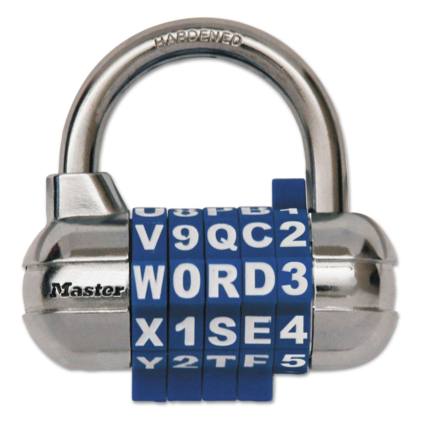 Master Lock Password Plus Combination Lock, Hardened Steel Shackle, 2.5" Wide, Chrome/Assorted (1534D)