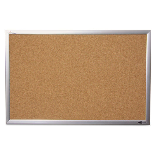 AbilityOne 7195014840007, SKILCRAFT Cork Board, 24 x 18, Tan Surface, Silver Anodized Aluminum Frame