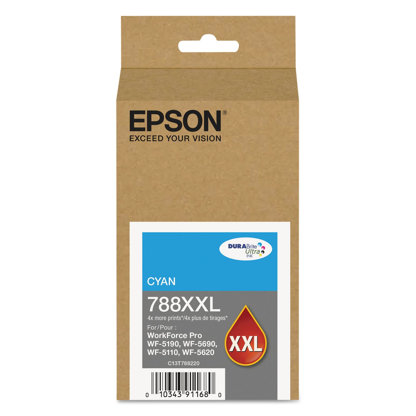 Epson T788XXL220 (788XXL) DURABrite Ultra XL PRO High-Yield Ink, Cyan