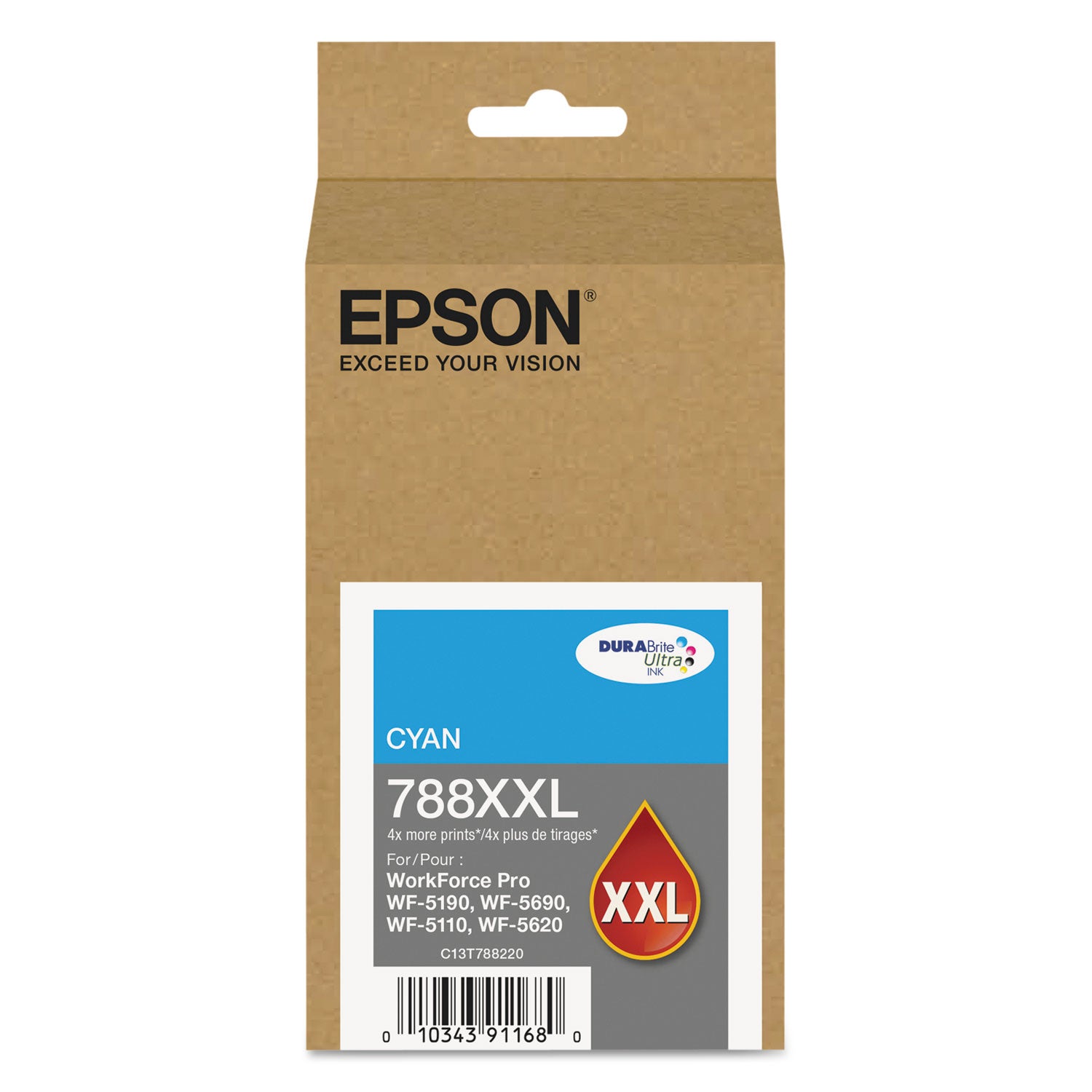 Epson T788XXL220 (788XXL) DURABrite Ultra XL PRO High-Yield Ink, Cyan