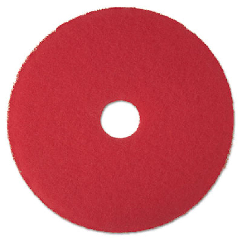 Low-Speed Buffer Floor Pads 5100, 17" Diameter, Red, 5/Carton