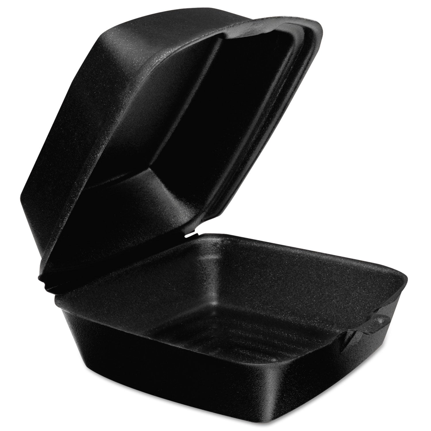 Dart Foam Hinged Lid Containers, 6w x 5 9/10d x 3h, Black, 125/Bag, 4 Bags/Carton (60HTB1)