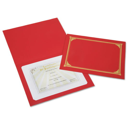 AbilityOne 7510016272960, SKILCRAFT Gold Foil Document Cover, 12.5 x 9.75, Red, 6/Pack