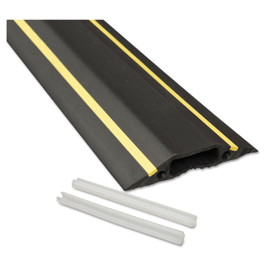 D-Line Medium-Duty Floor Cable Cover, 3.25 x 0.5 x 6 ft, Black with Yellow Stripe (FC83H)