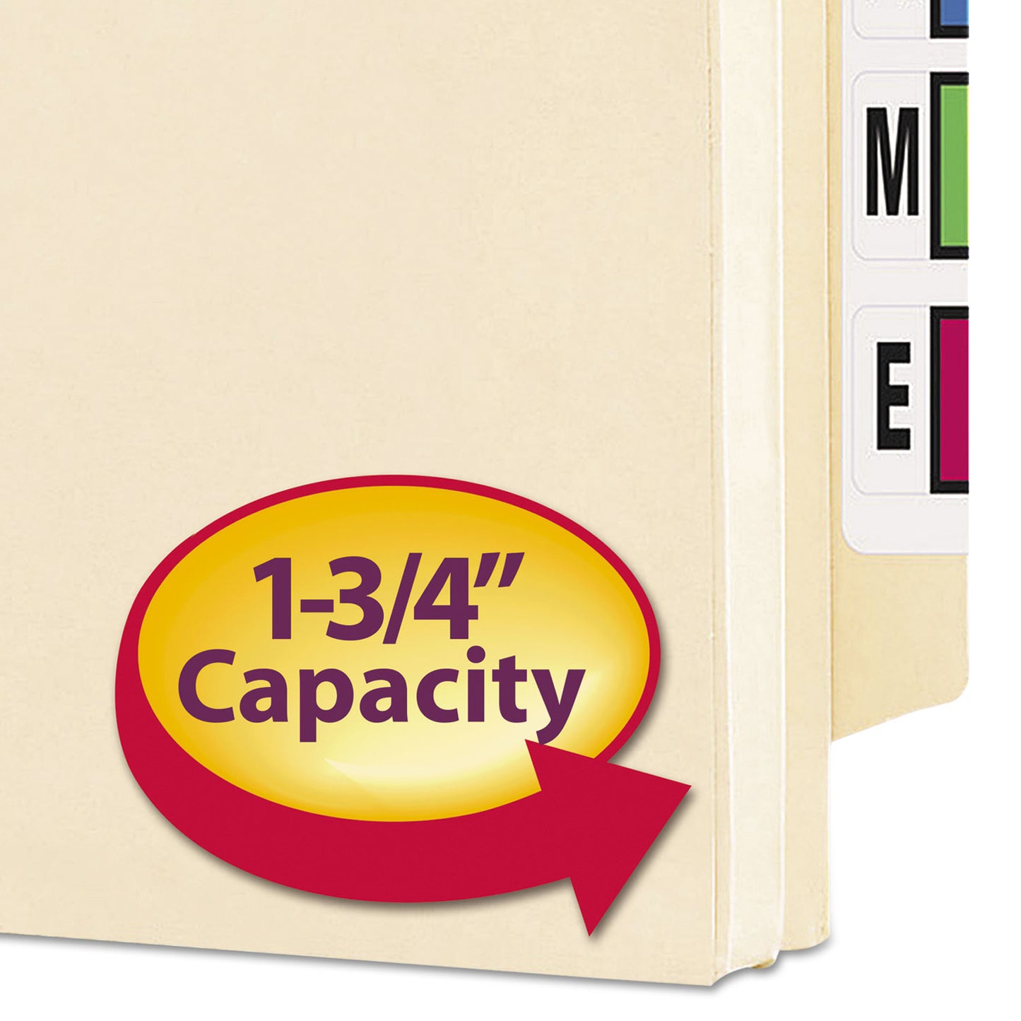 Smead Manila End Tab File Pockets, 1.75" Expansion, Letter Size, Manila, 25/Box (75114)