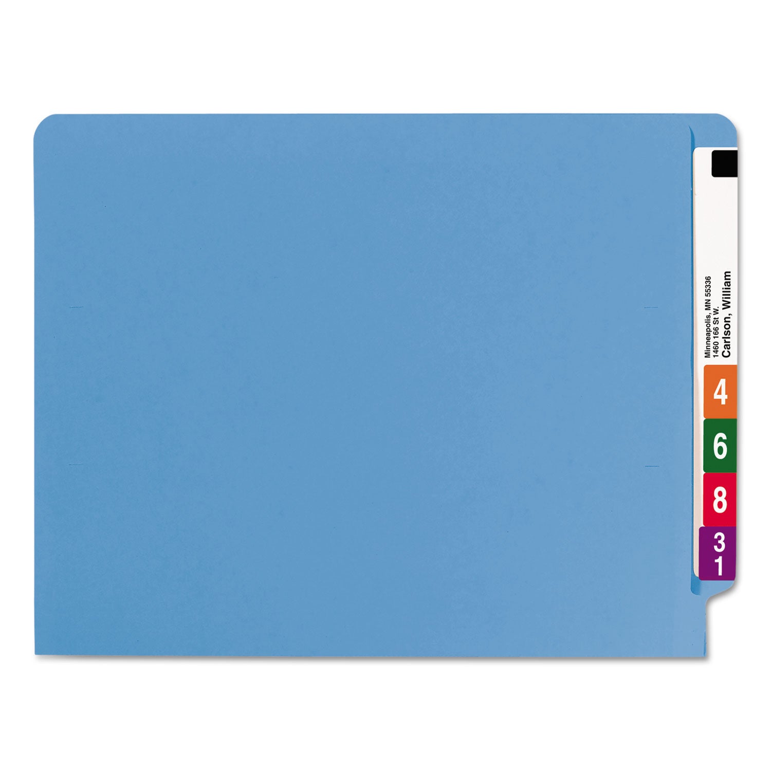 Smead Shelf-Master Reinforced End Tab Colored Folders, Straight Tabs, Letter Size, 0.75" Expansion, Blue, 100/Box (25010)