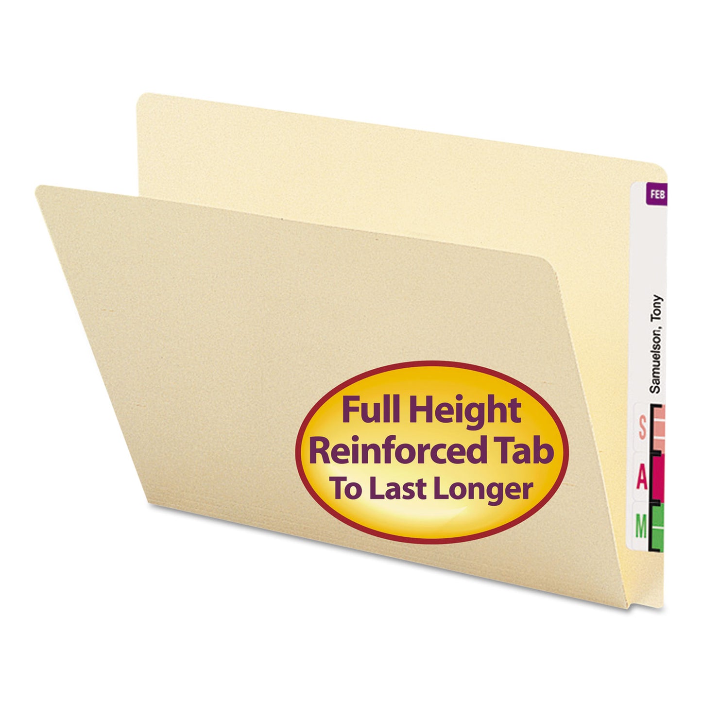 Smead Extended End Tab Manila Folders, Straight Tabs, Letter Size, 0.75" Expansion, Manila, 100/Box (24250)