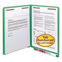Smead Heavyweight Colored End Tab Fastener Folders, 0.75" Expansion, 2 Fasteners, Letter Size, Green Exterior, 50/Box (25140)