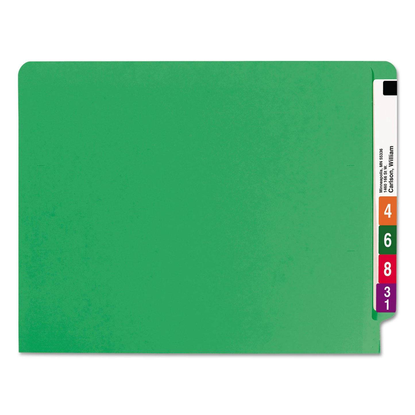 Smead Shelf-Master Reinforced End Tab Colored Folders, Straight Tabs, Letter Size, 0.75" Expansion, Green, 100/Box (25110)