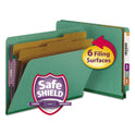 Smead End Tab Pressboard Classification Folders, Six SafeSHIELD Fasteners, 2" Expansion, 2 Dividers, Letter Size, Green, 10/Box (26785)