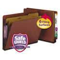 Smead End Tab Pressboard Classification Folders, Six SafeSHIELD Fasteners, 2" Expansion, 2 Dividers, Letter Size, Red, 10/Box (26860)