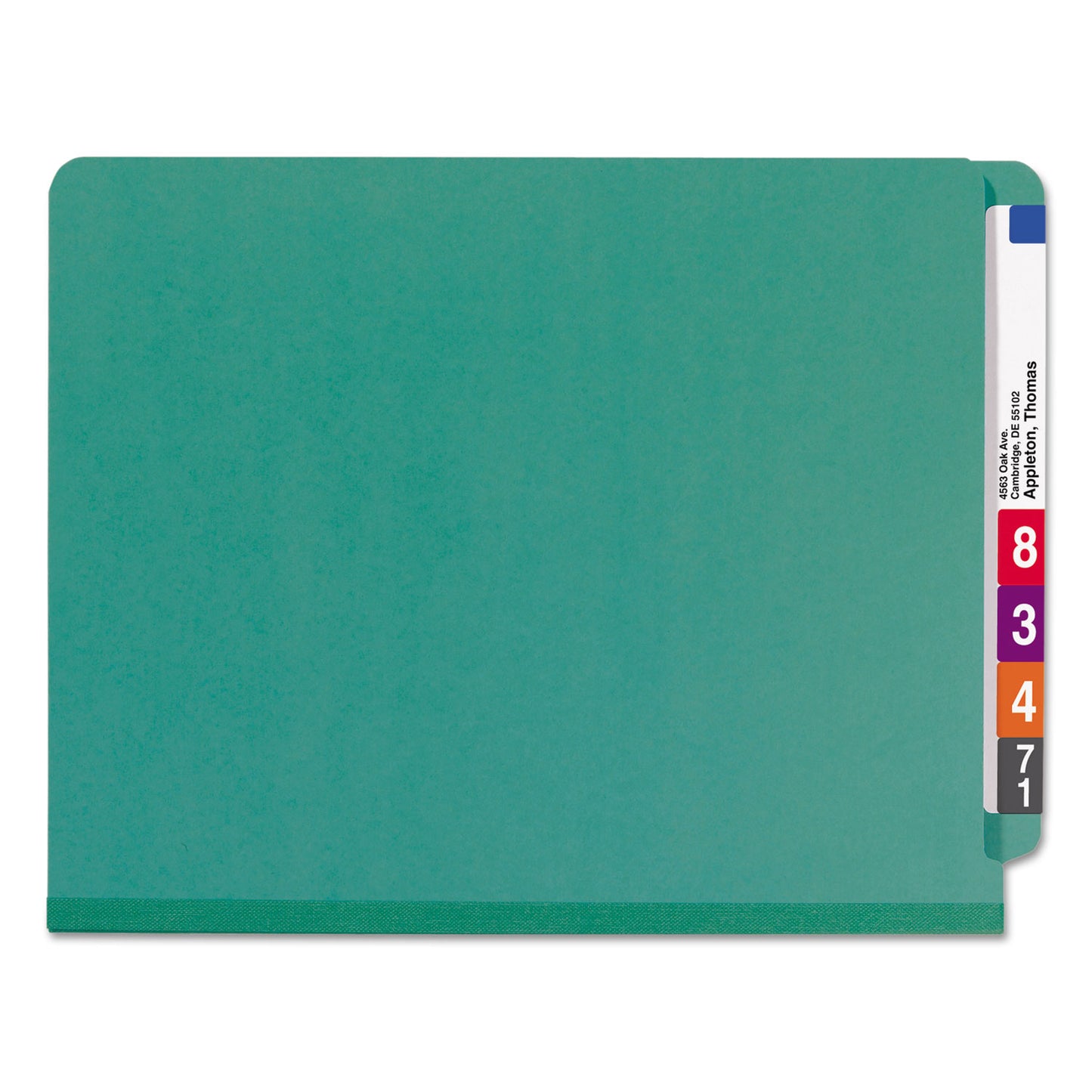Smead End Tab Pressboard Classification Folders, Six SafeSHIELD Fasteners, 2" Expansion, 2 Dividers, Letter Size, Green, 10/Box (26785)
