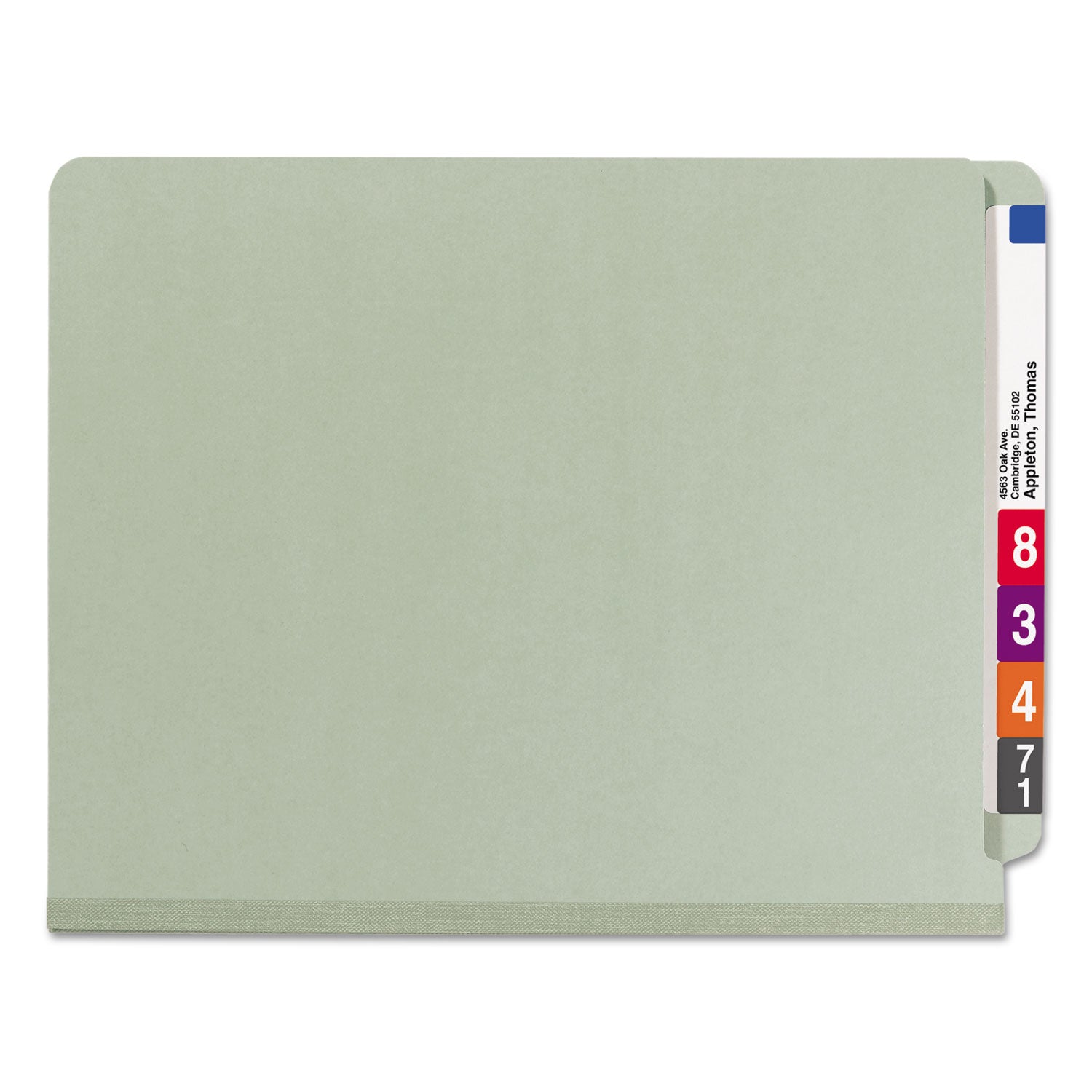 Smead End Tab Pressboard Classification Folders, Four SafeSHIELD Fasteners, 2" Expansion, 1 Divider, Letter Size, Gray-Green, 10/BX (26800)