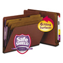 Smead End Tab Pressboard Classification Folders, Eight SafeSHIELD Fasteners, 3" Expansion, 3 Dividers, Letter Size, Red, 10/Box (26865)
