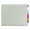 Smead End Tab Pressboard Classification Folder, Eight SafeSHIELD Fasteners, 3" Expansion, 3 Dividers, Letter Size, Gray-Green,10/BX (26820)