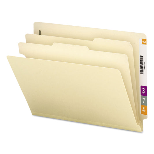 Smead Manila End Tab Classification Folders, 2" Expansion, 2 Dividers, 6 Fasteners, Letter Size, Manila Exterior, 10/Box (26835)