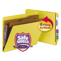 Smead End Tab Pressboard Classification Folders, Six SafeSHIELD Fasteners, 2" Expansion, 2 Dividers, Letter Size, Yellow, 10/Box (26789)